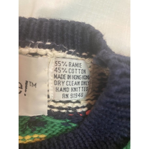 Vintage Early 90s IsKnitCute! Hand Knit Noah’s Ark Sweater. Size 2 = Large - Picture 7 of 12